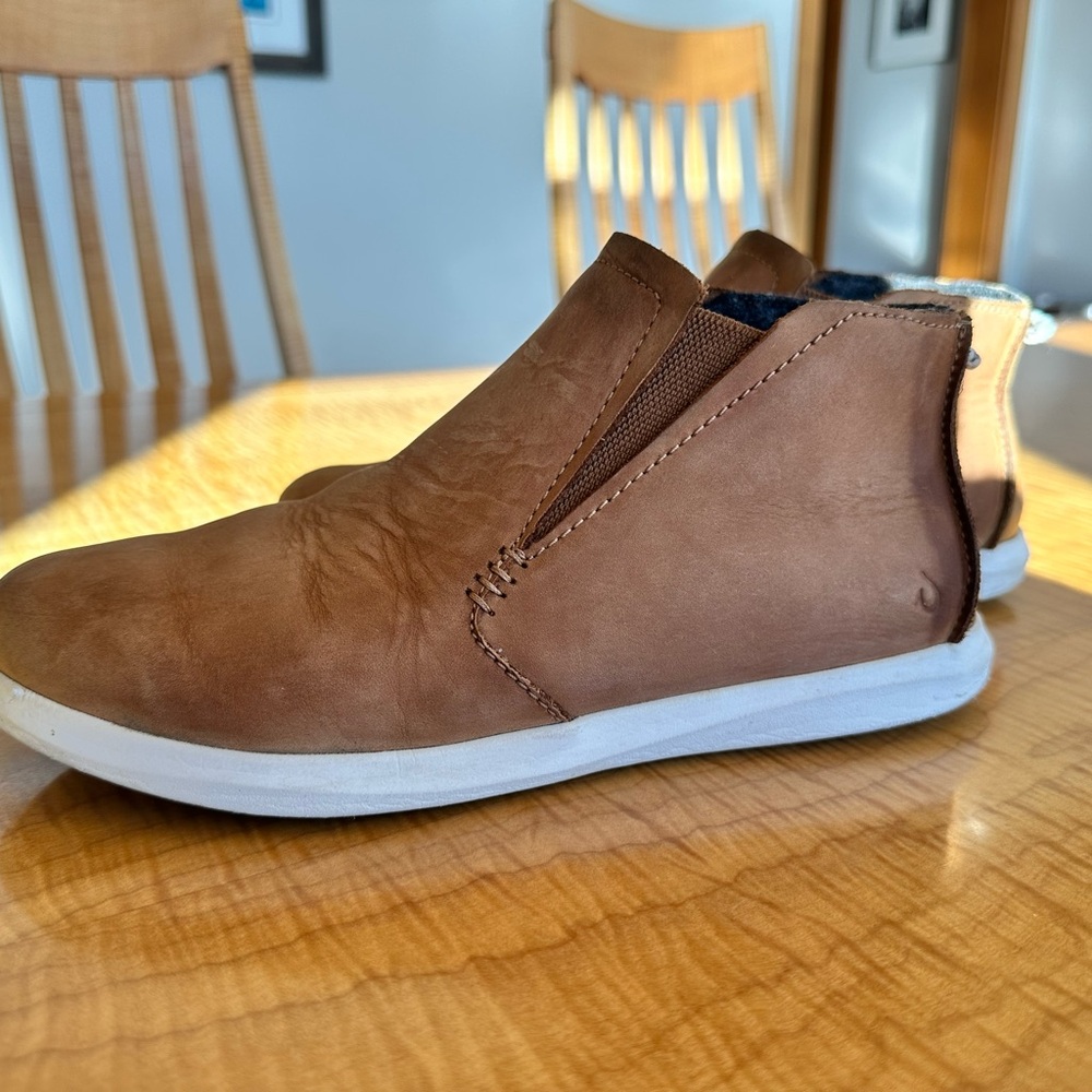 OluKai Leather ankle boots, slip on, cognac, women’s 7.5